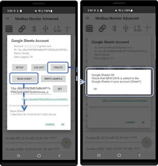 Creat and Read Google Sheets