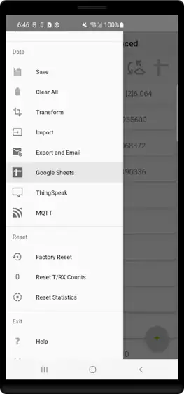 Google Sheets Menu Screenshot