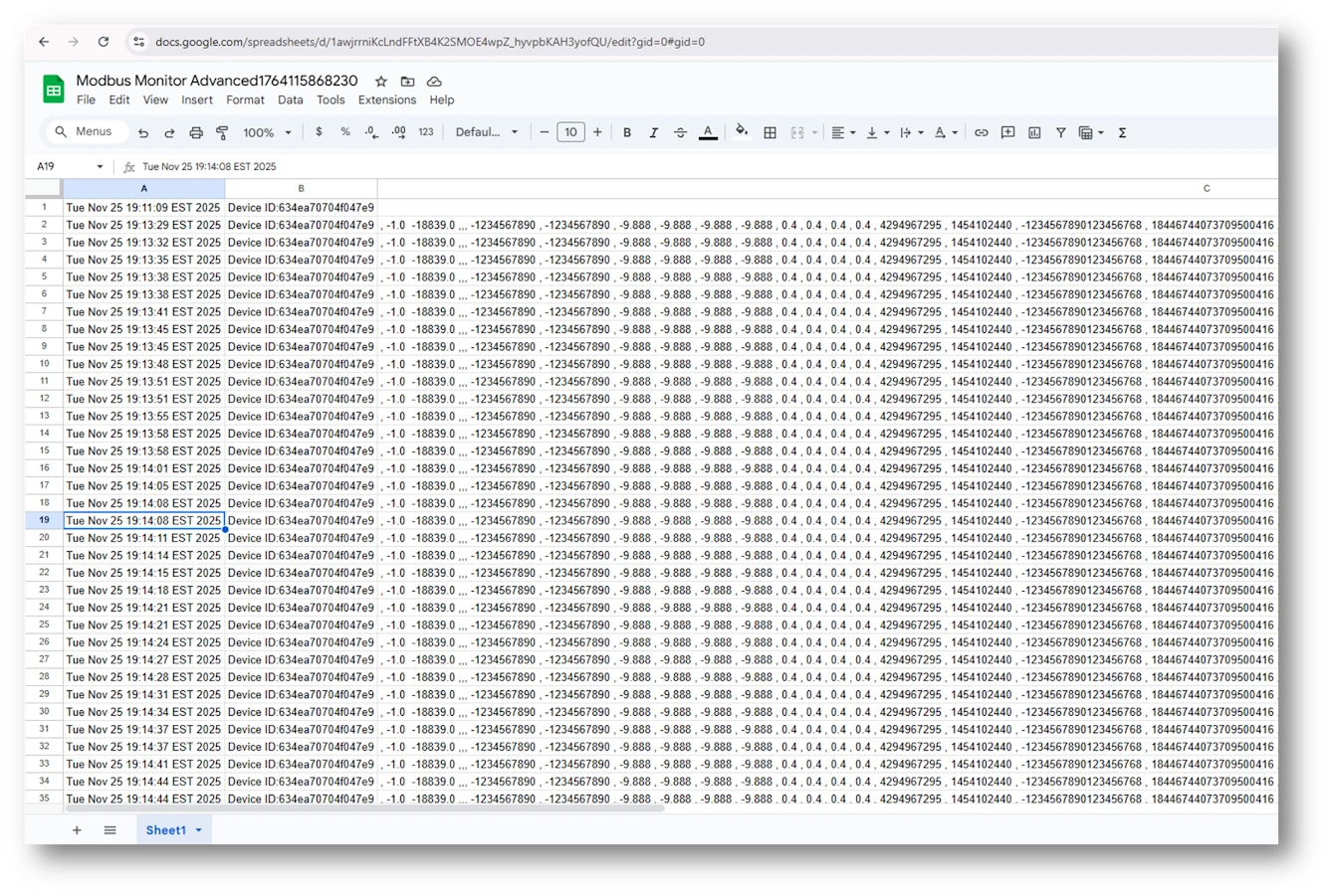 Logged Data in Google Sheets