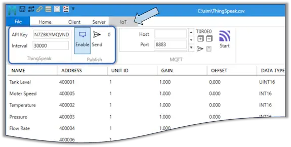 Modbus Monitor ThingSpeak Configuration