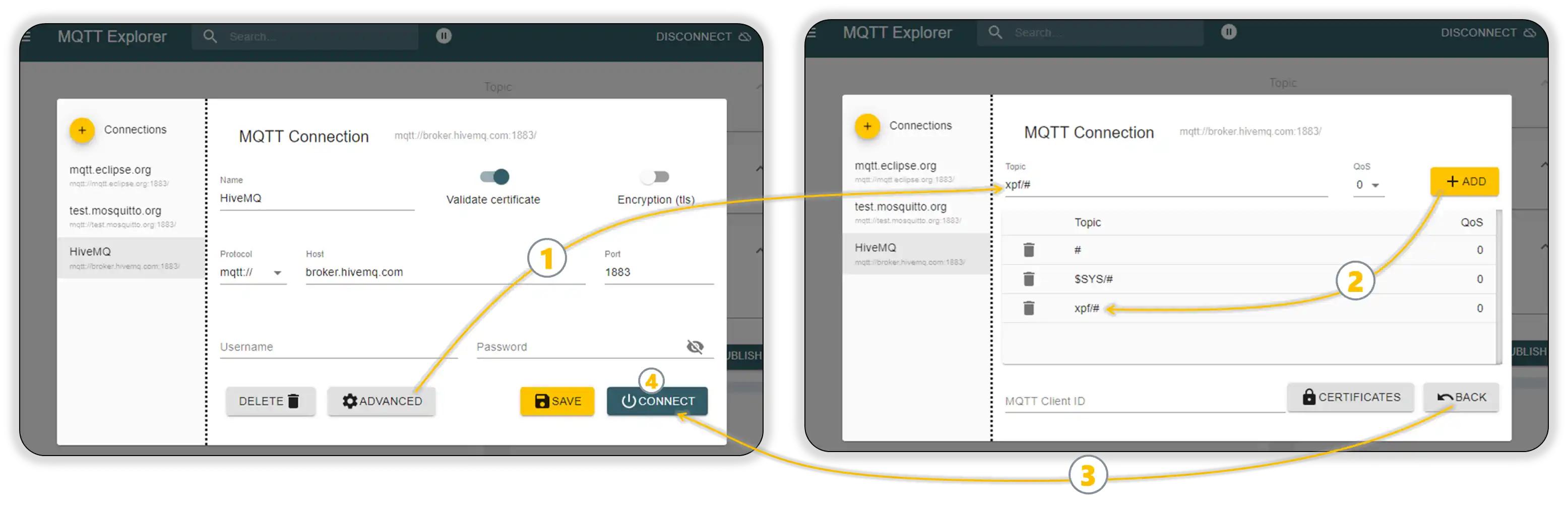 MQTT Explorer Topics Setup