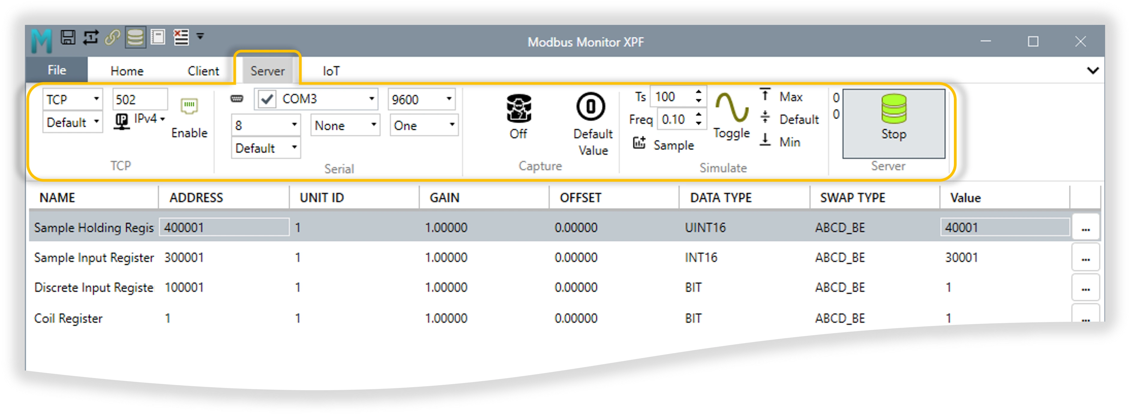 Modbus Monitor XPF Server